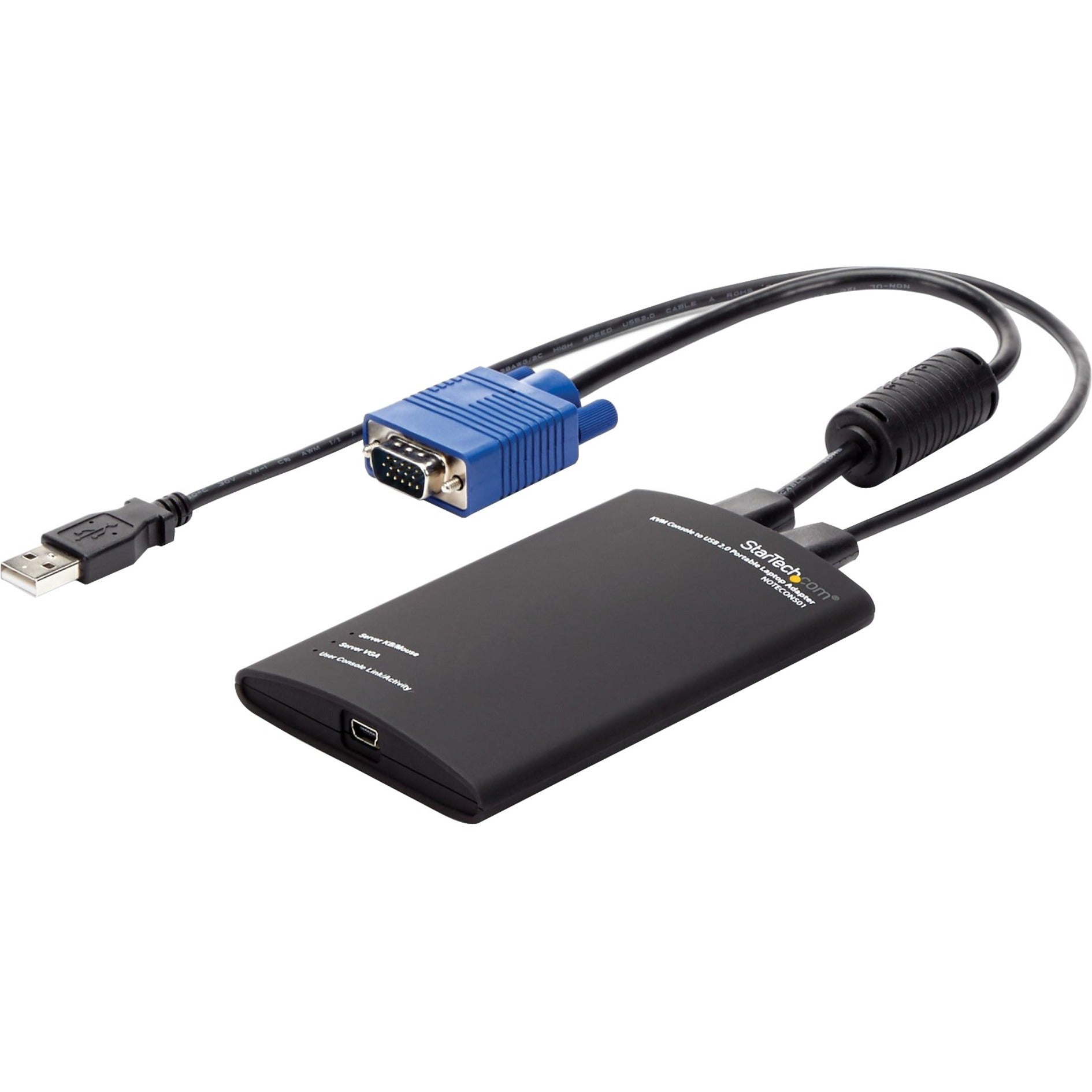 تحويلة الكمبيوتر المحمول المحمولة إلى USB 2.0 لجهاز التحكم عن بعد KVM ، توصيل الطاقة USB (USB PD) ، أسود StarTech.com