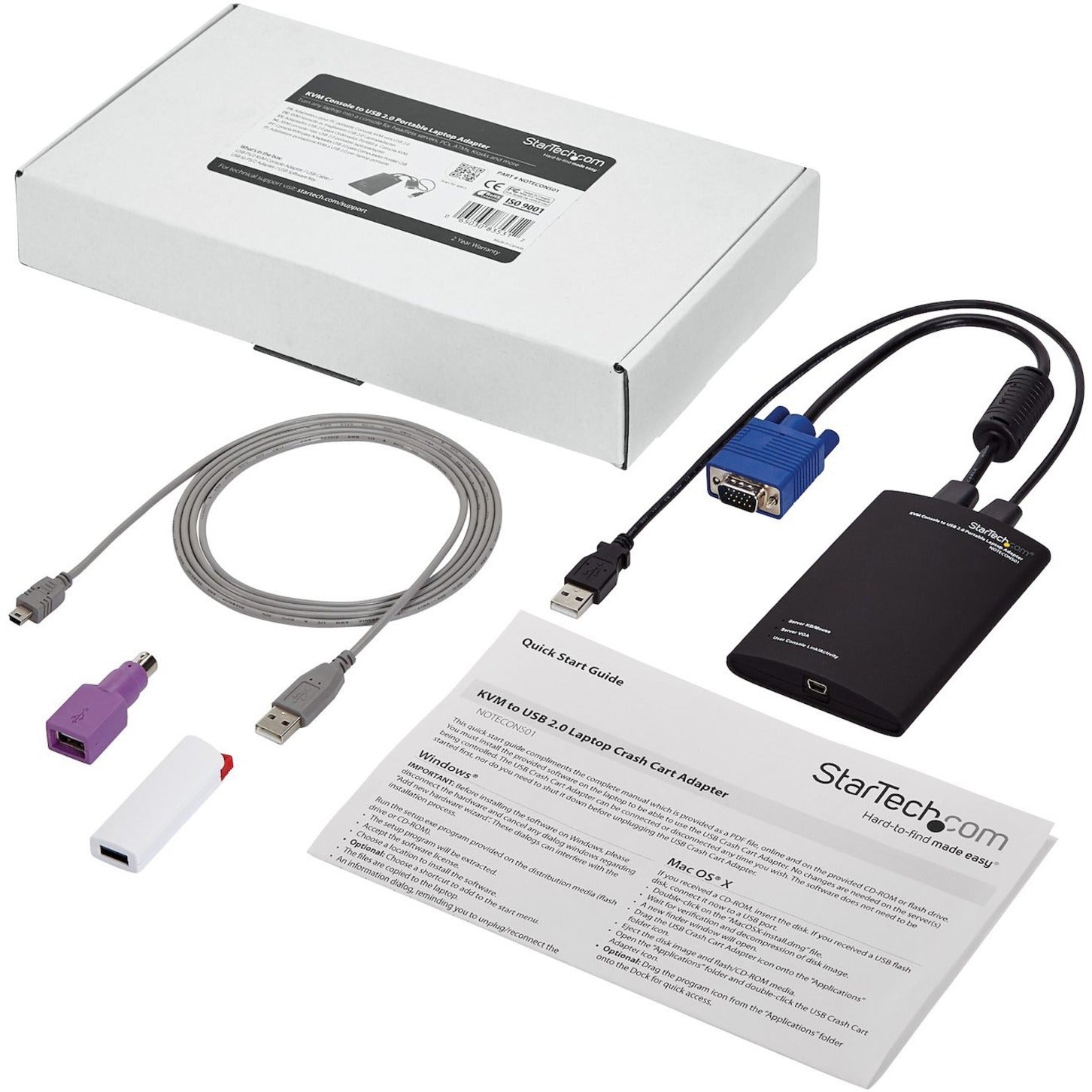 StarTech.com - Adaptador de consola KVM a USB 2.0 portátil para portátil Entrega de energía USB (USB PD) negro