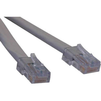 Tripp Lite N266-005 T1 crossover patch cable with RJ45 connectors and beige jacket, showing both cable ends