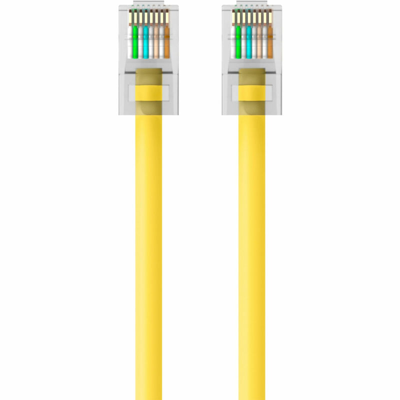 Top view of RJ45 connector showing eight-pin layout and gold contacts