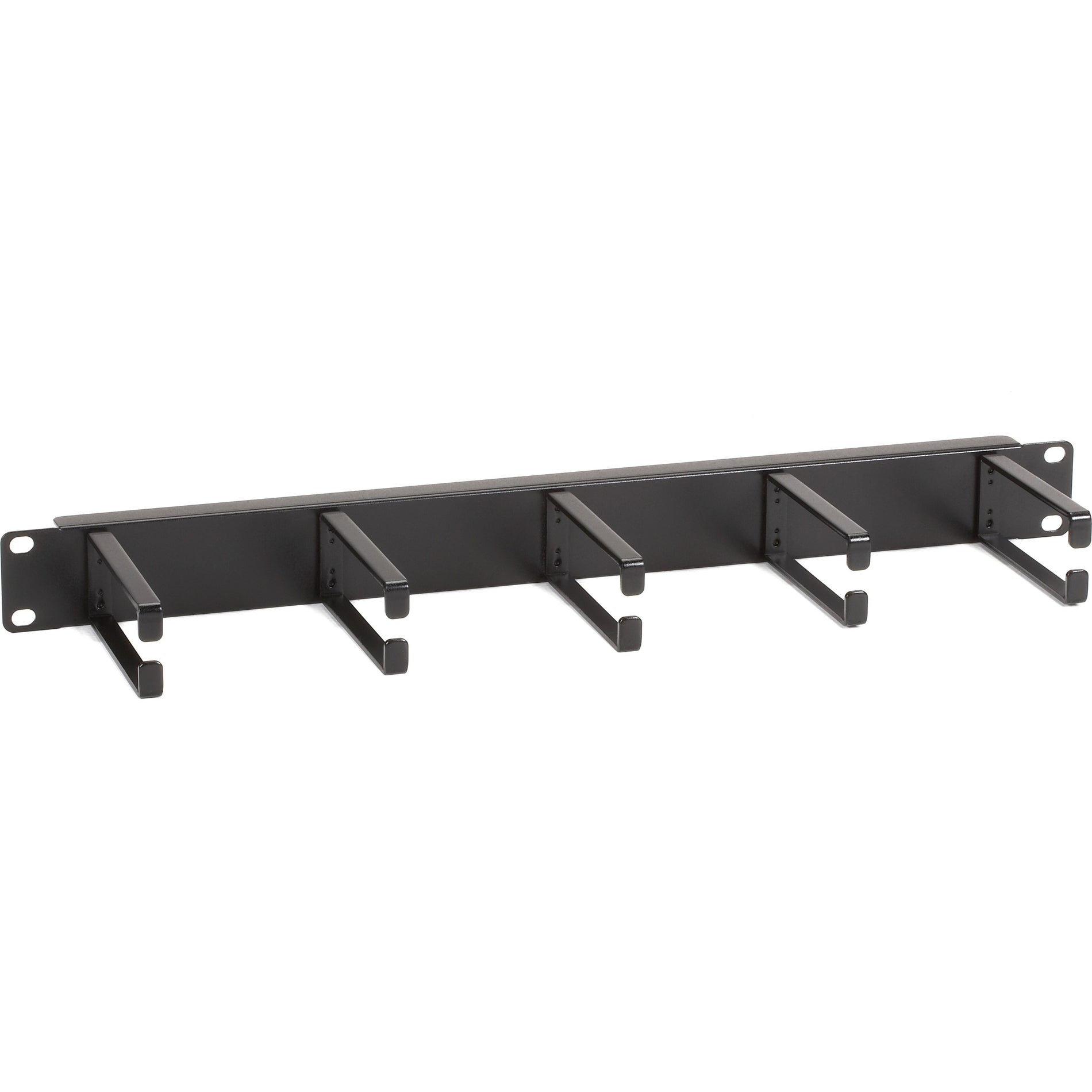 Black Box 37803-R2 1U horizontal cable manager with 5 cable management hooks mounted on 19-inch rack panel-alternate-image1