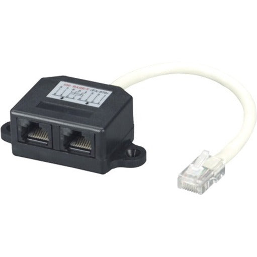 Black Box FAU962 Cat.5e Cable Adapter Doubler - (1) RJ45 Male (2) RJ45 Female, Network Splitter