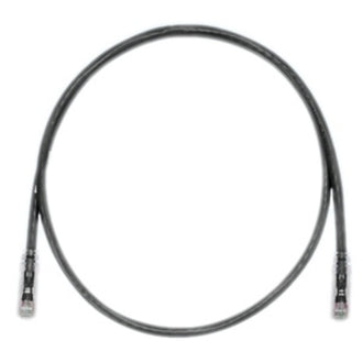 Panduit Cat.6 UTP black network patch cable with RJ-45 connectors coiled in circular shape