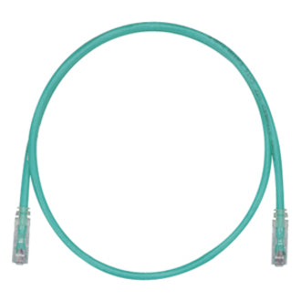 Panduit Cat.6 UTP green patch cable with RJ-45 connectors, coiled in circular shape showing 5-foot length