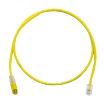 Yellow Cat.6 network patch cable with clear boots and RJ-45 connectors at both ends