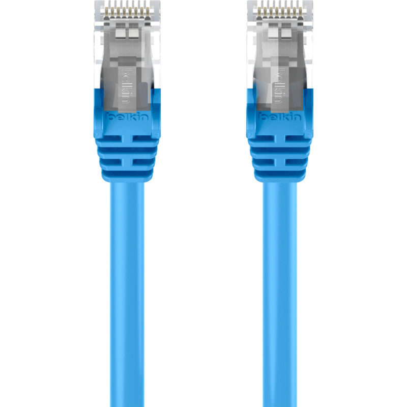 Close-up of Belkin-branded RJ45 connector showing detailed construction