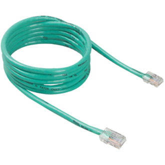 Belkin green Cat6 ethernet patch cable with snagless boots and RJ45 connectors coiled in circular pattern