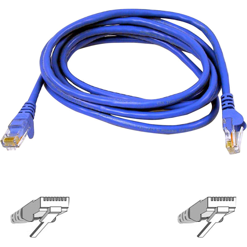 Belkin Cat.6 blue network cable with gold-plated RJ-45 connectors and detailed connector diagram