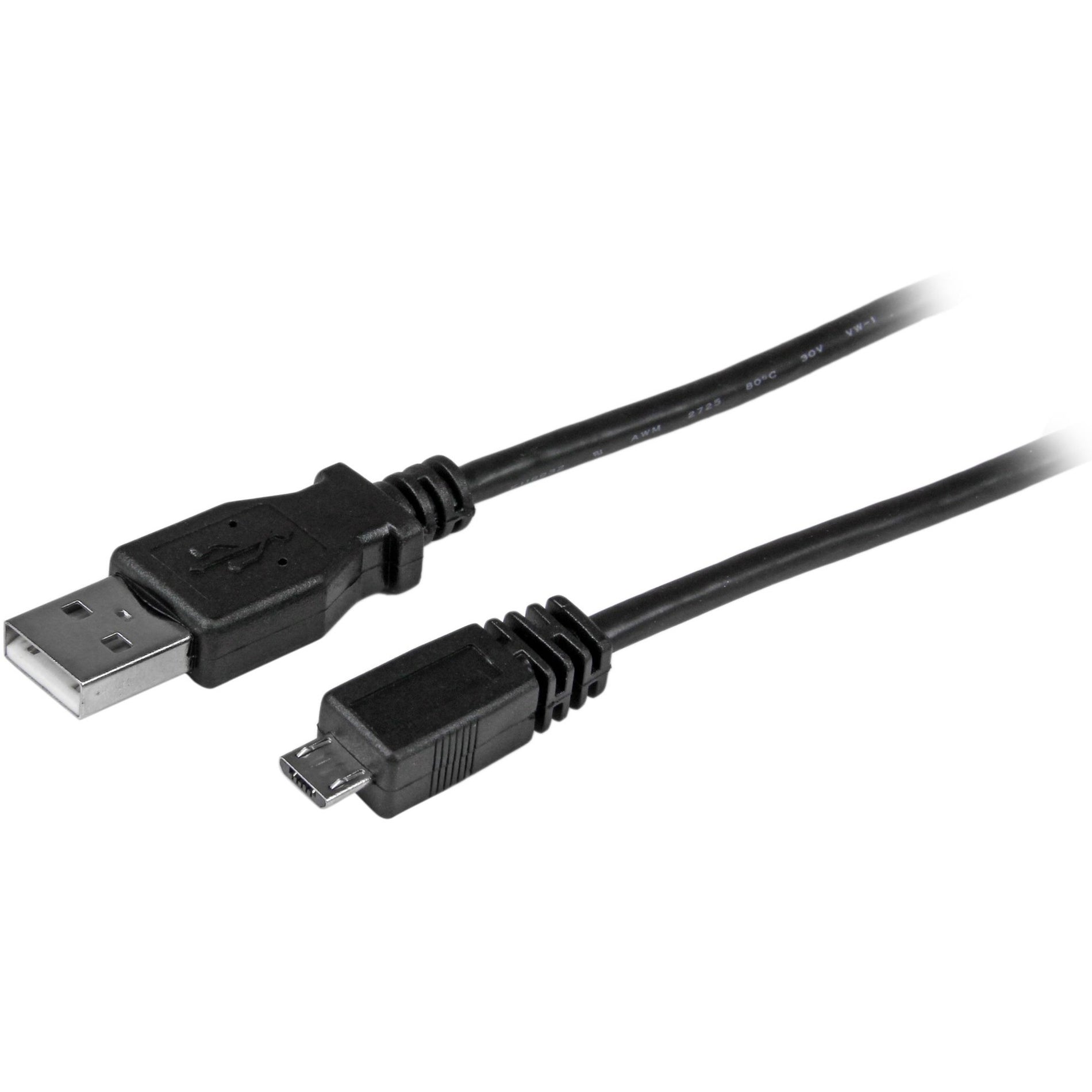 StarTech.com Câble Micro USB de 1 pi - A vers Micro B Angulaire à Gauche Connecteur à Angle Droit Charge Taux de Transfert de Données de 480 Mbit/s