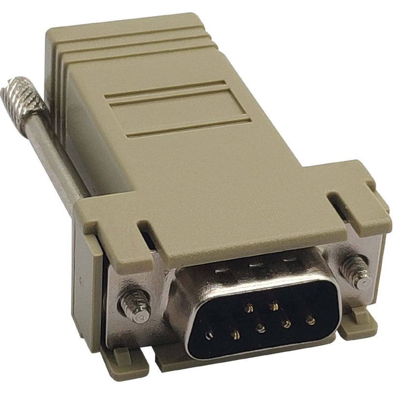 Tripp Lite B090-A9M modular adapter showing DB9 male serial connector end with mounting screws