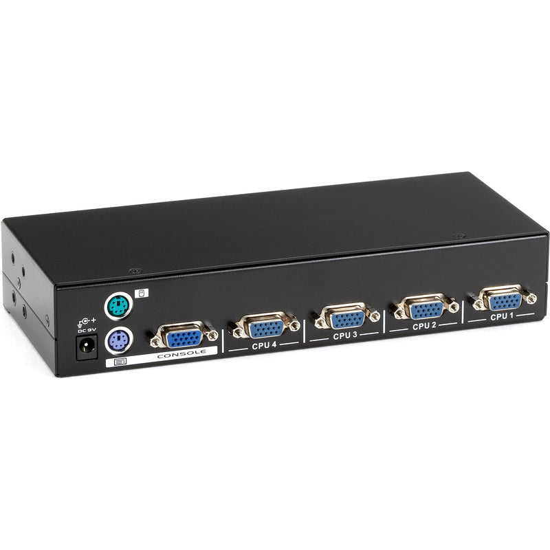 Rear view of Black Box ServSwitch EC KVM Switch showing PS/2 ports, CPU connections, and power input