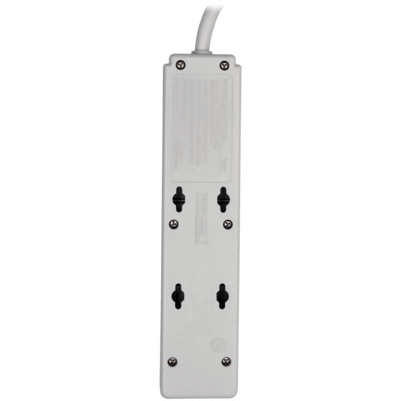 Back view of TLP404 surge protector showing wall mounting slots and construction