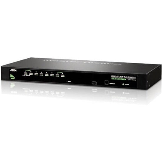 Front view of ATEN CS1308 8-port KVM switch showing LED indicators and control buttons