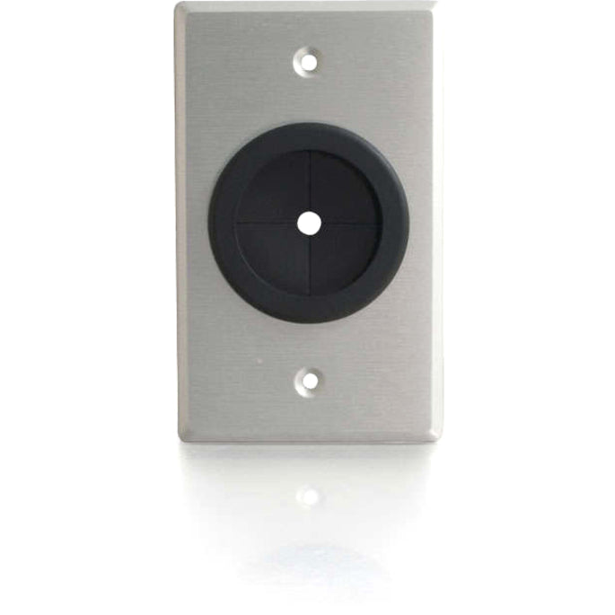 C2G 1.5in Grommet Cable Pass Through Single Gang Wall Plate - Brushed Aluminum (40489)