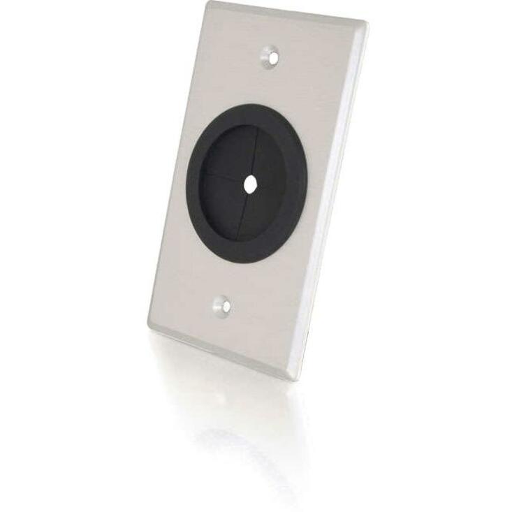 C2G 1.5in Grommet Cable Pass Through Single Gang Wall Plate - Brushed Aluminum (40489)