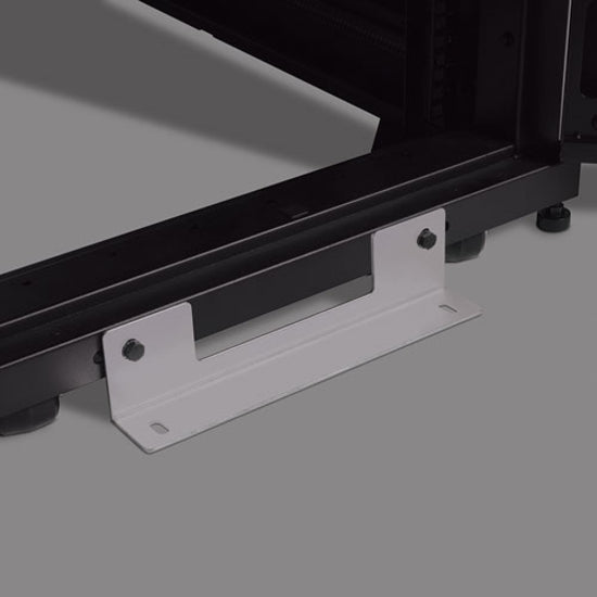 Close-up of SR42UBWD server cabinet base stabilizer assembly