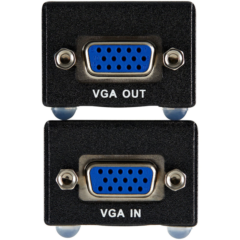 Close-up of VGA IN and VGA OUT ports on the extender units