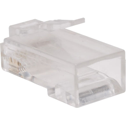 Side view of Tripp Lite Cat6 RJ45 connector showing transparent housing design