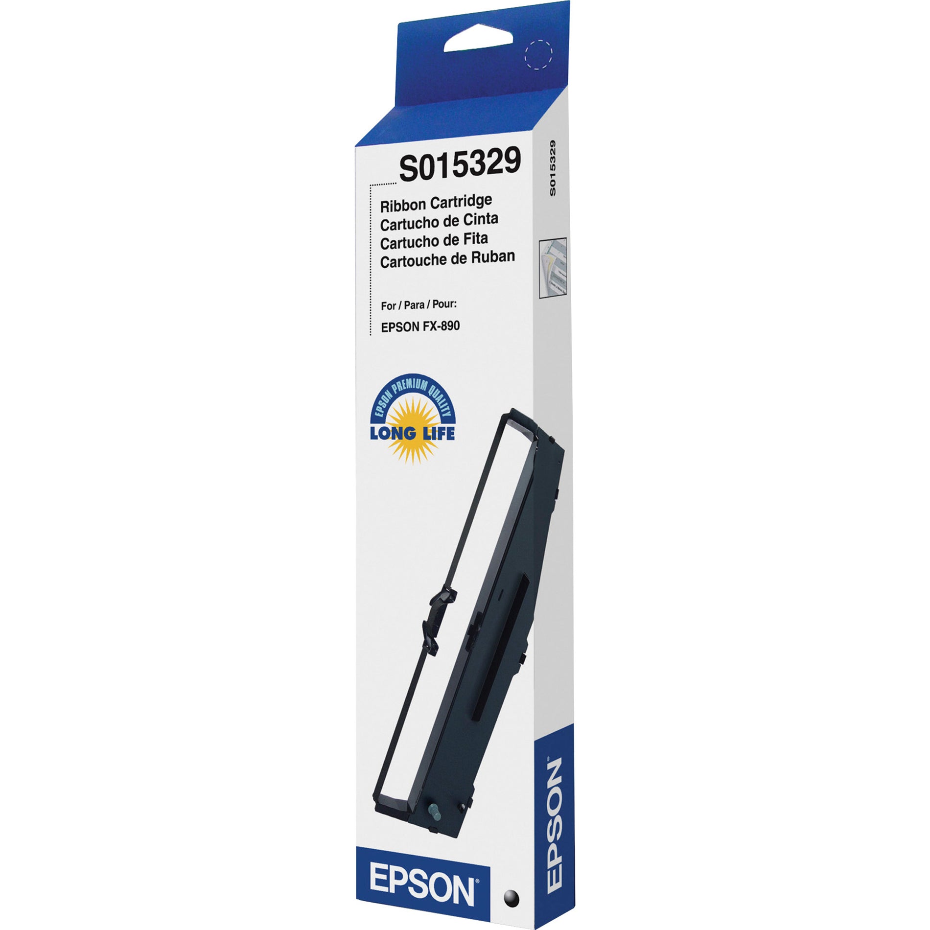 Epson S015329 Printer Ribbon, Longlife, Black - Extra Long Life, Lubricating Agents, 7.5 Million Characters