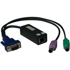 Tripp Lite B078-101-PS2 เน็ตคอมมานเดอร์ PS2 เซิร์ฟเวอร์อินเตอร์เฟซยูนิต (SIU) สาย KVM หมวด 5e RJ-45 เครือข่าย - หญิง Mini-DIN (PS/2) - ชาย HD-15 - ชาย สีดำ