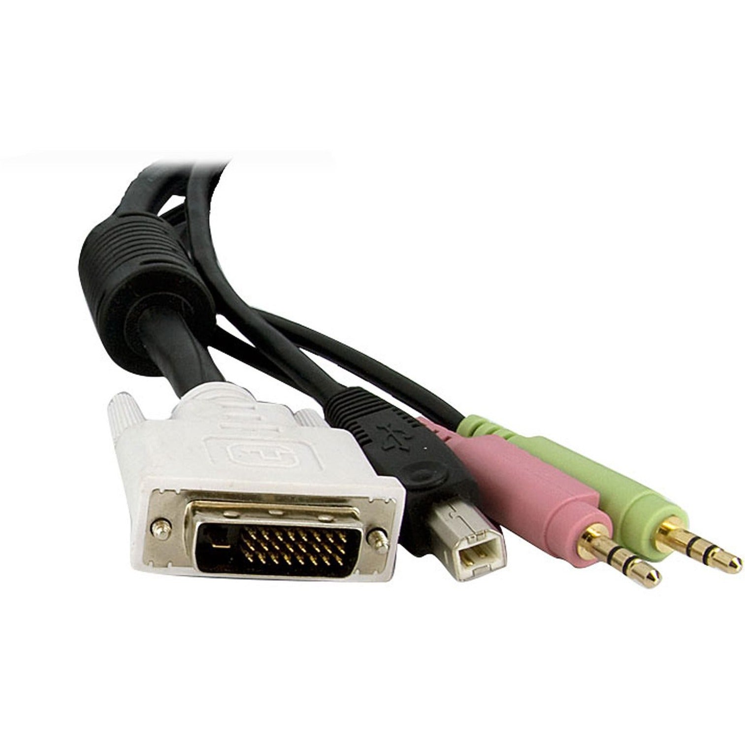 StarTech.com DVID4N1USB10 10 ft 4-in-1 USB DVI KVM Switch Cable with Audio, Dual Link DVI-D, USB, Audio Mic