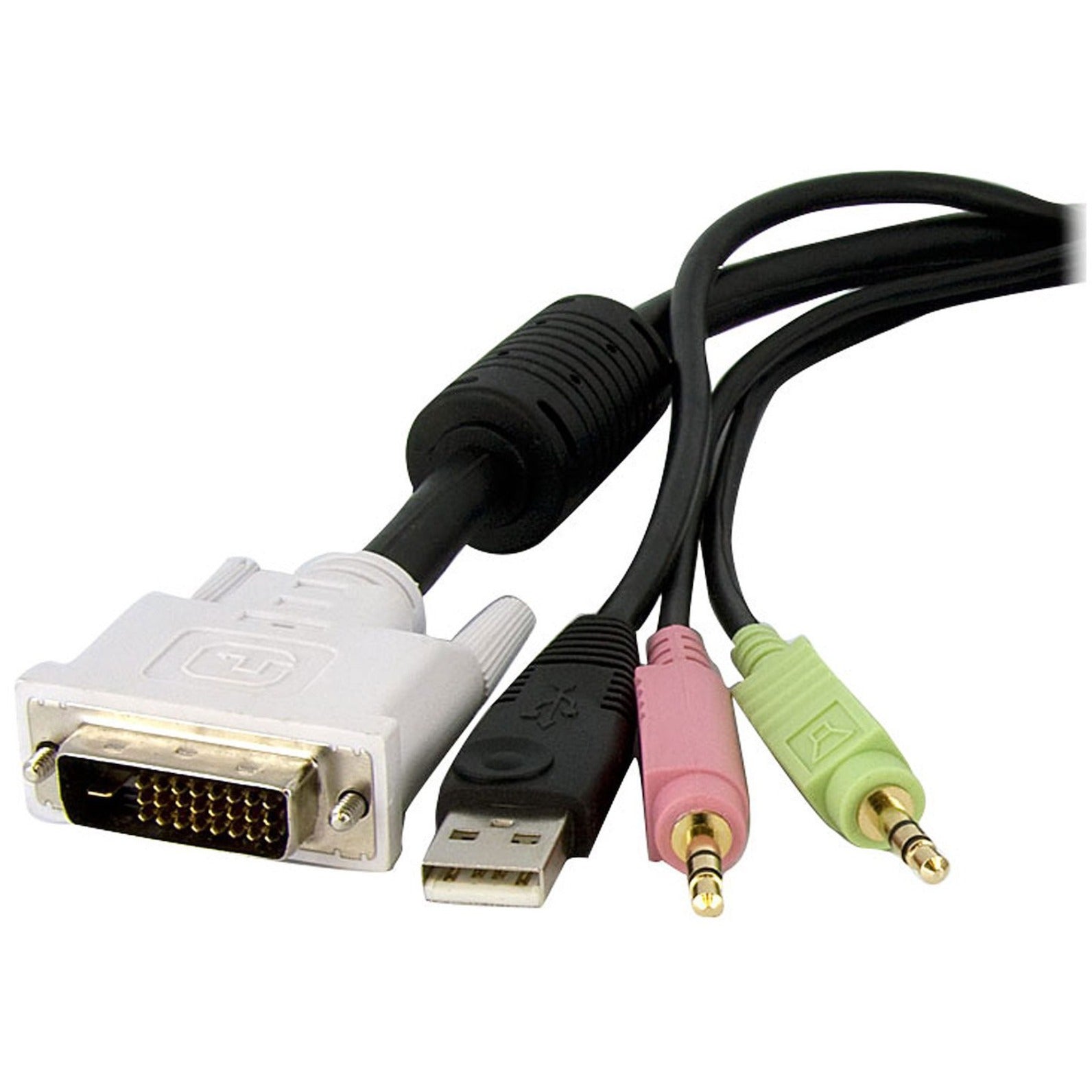 StarTech.com DVID4N1USB10 10 ft 4-in-1 USB DVI KVM Switch Cable with Audio, Dual Link DVI-D, USB, Audio Mic