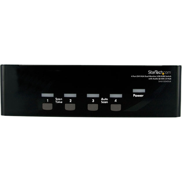 Profile view of StarTech.com KVM switch showing compact design and button layout