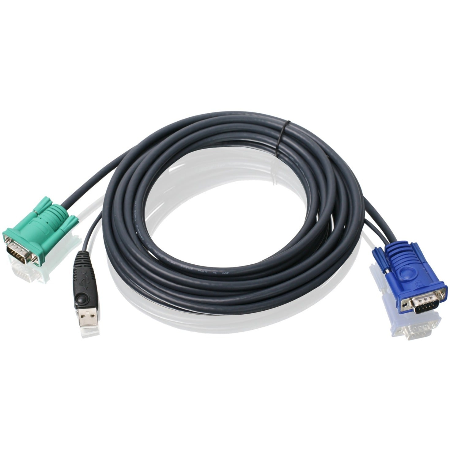 كابل KVM USB في ايهوجير G2L5205U - 16 قدم - مرن، حماية EMI/RF، مقاوم للتآكل، اللون أسود.