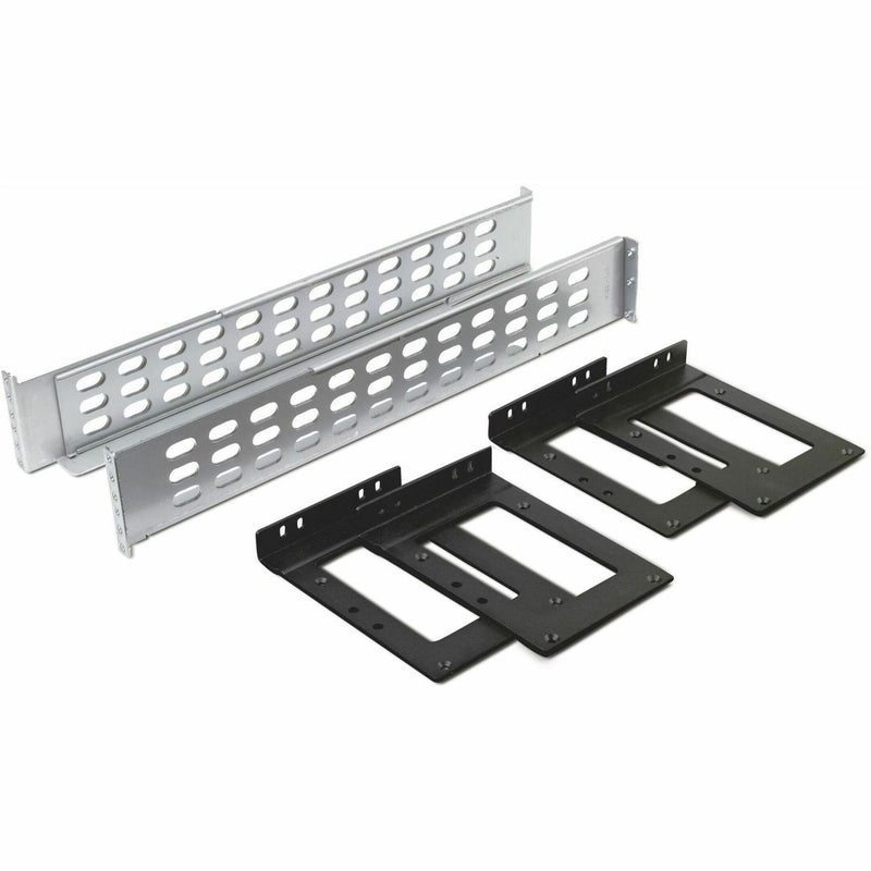 APC SURTRK2 UPS Rail Kit components showing gray perforated rails and black mounting brackets