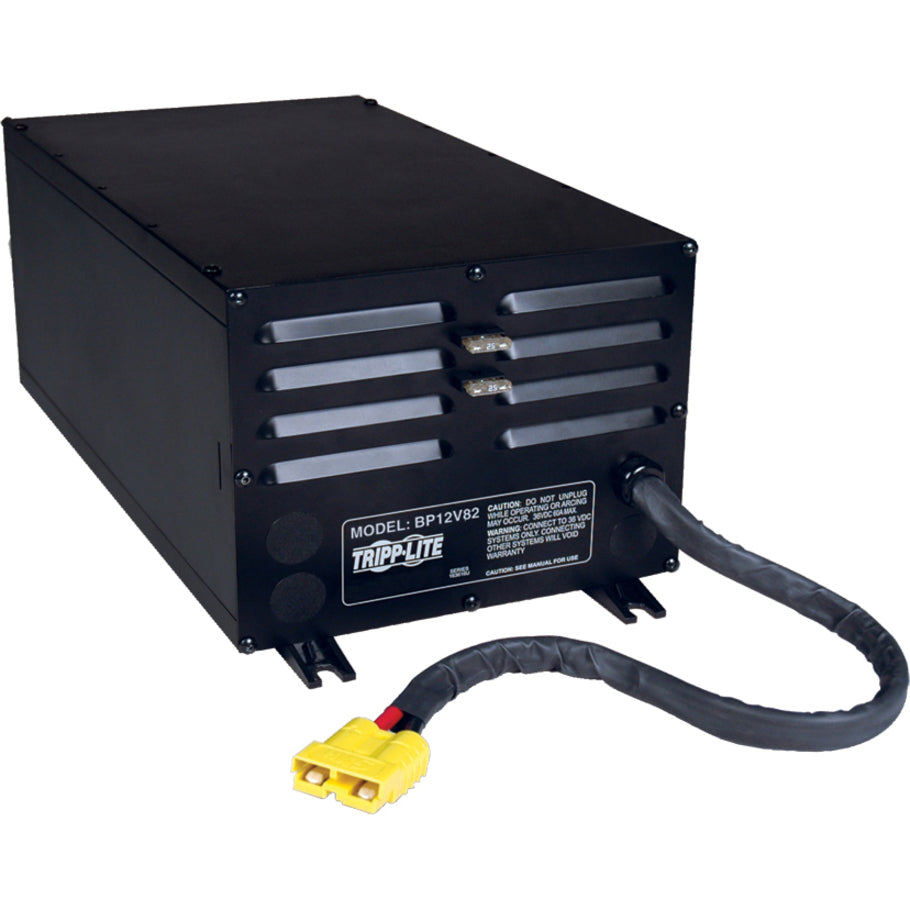 Tripp Lite BP12V82 12V medical equipment battery with black metal housing and yellow power connector-alternate-image1