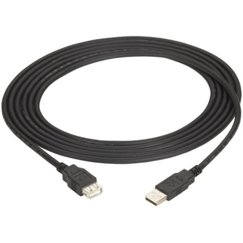 Black Box 6-foot USB 2.0 extension cable with Type A male and female connectors in black color