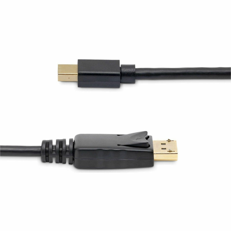 Side view of Mini DisplayPort and DisplayPort cable showing strain relief and flexible design