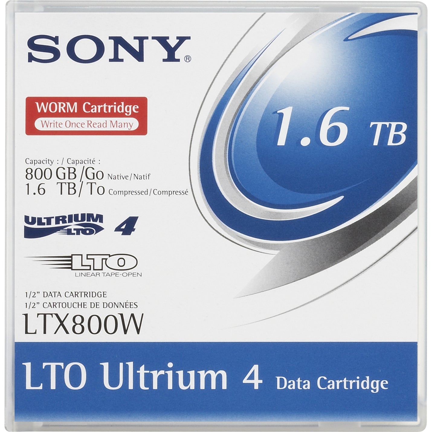 Sony LTX800W LTO Ultrium 4 WORM Data Cartridge, 800GB Native Storage, 1.6TB Compressed Capacity