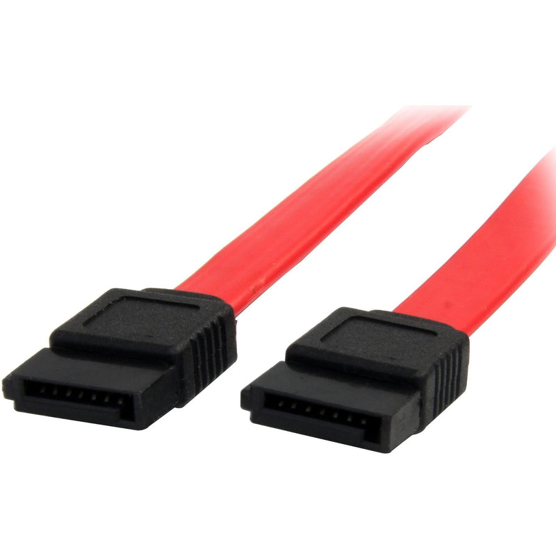 StarTech.com 24-inch red SATA cable with black connectors showing both ends of the data transfer cable