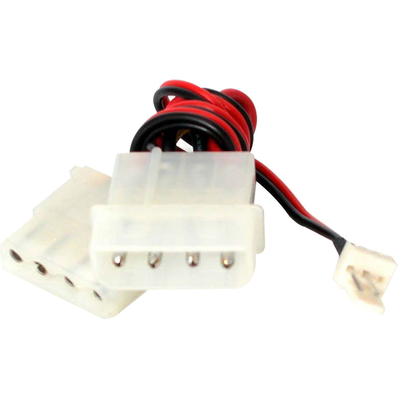 StarTech.com 12-inch CPU fan power adapter showing TX3 and LP4 connectors with red and black wiring