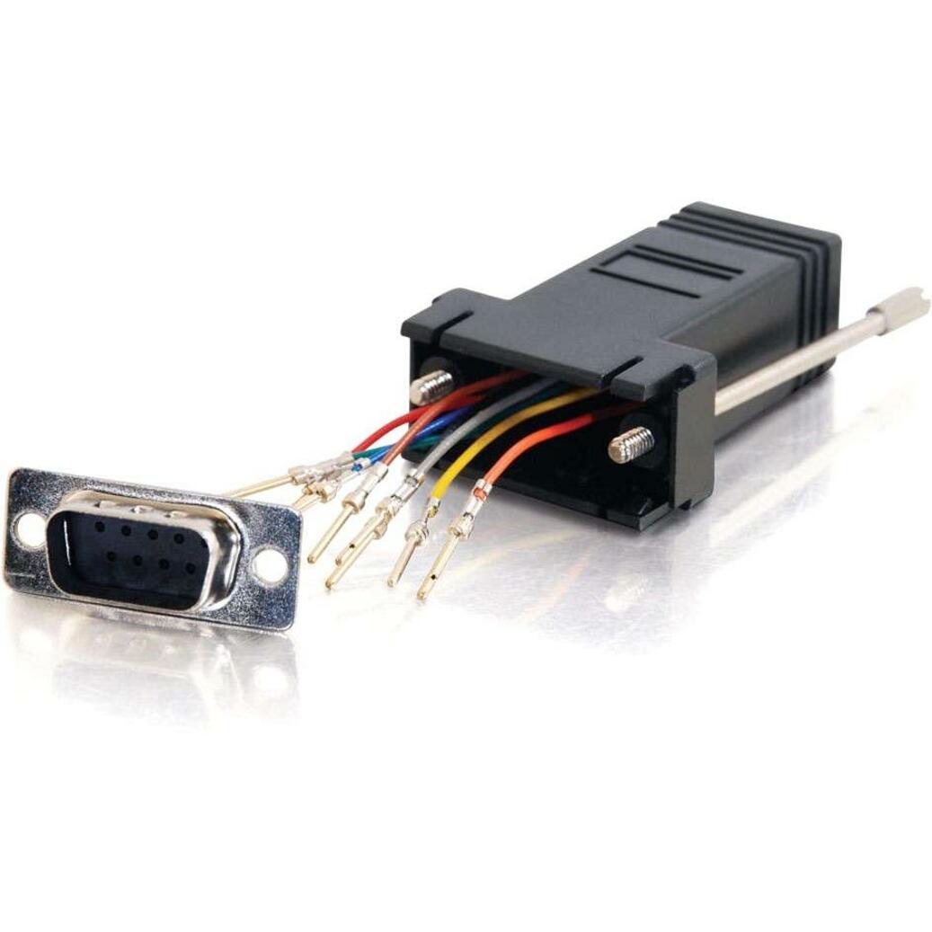 DB-9 male connector with exposed color-coded wires connecting to RJ45 adapter-alternate-image1