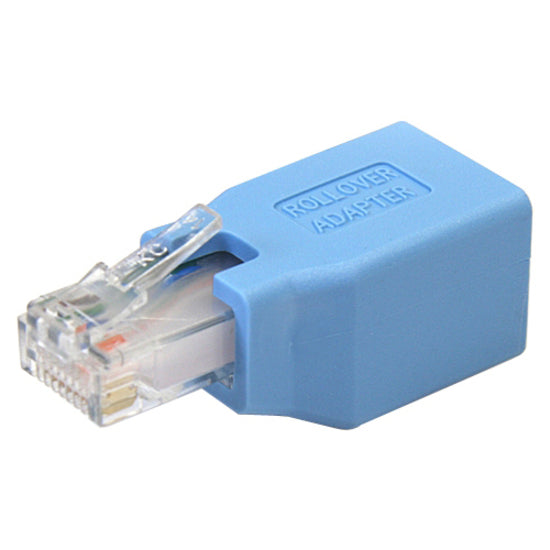 StarTech.com blue RJ-45 rollover adapter with transparent connector end view-alternate-image1