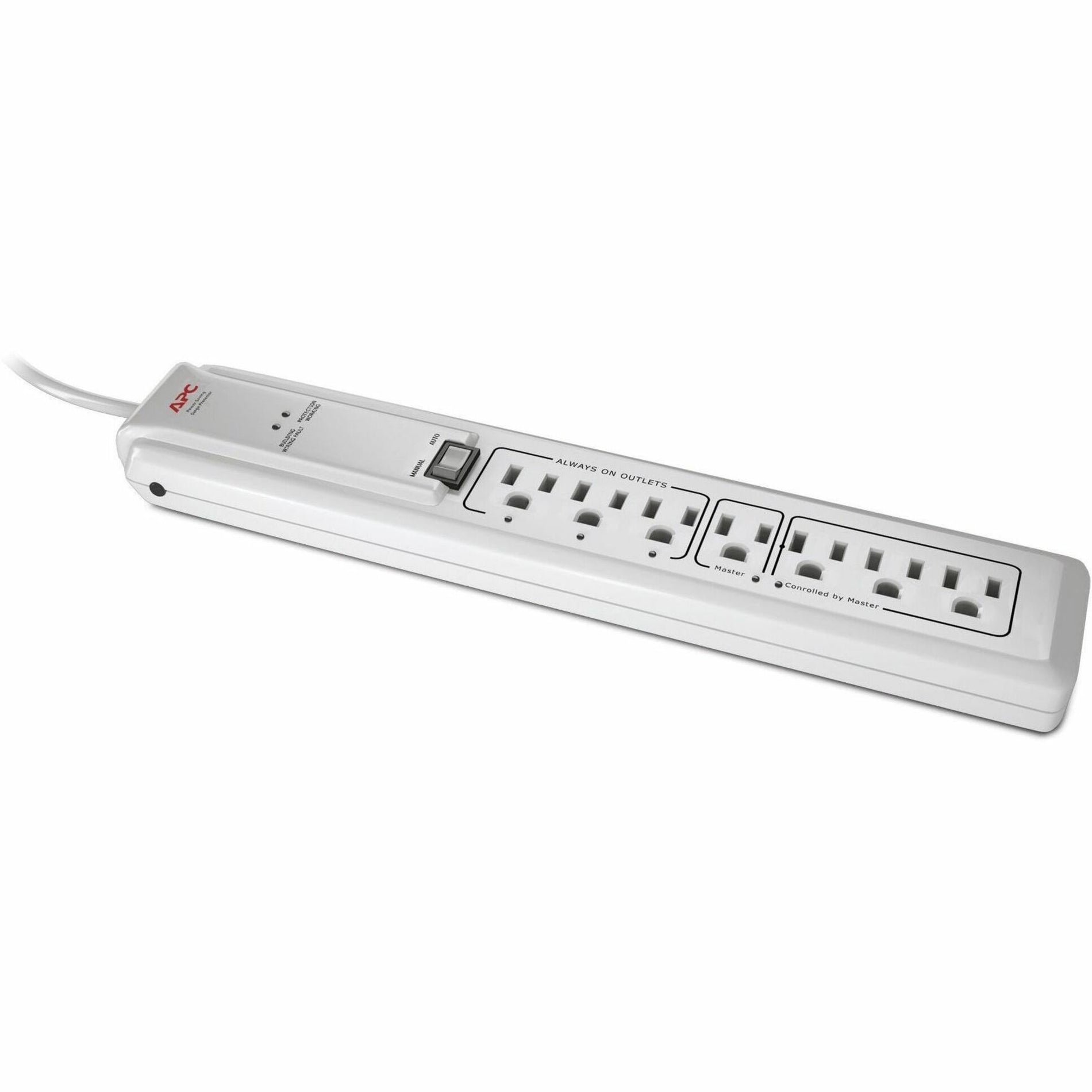 APC P7GB SurgeArrest surge protector showing seven outlets, power switch, and status indicators in white housing-alternate-image1