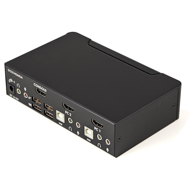 Rear view of StarTech.com KVM switch showing all ports and connections