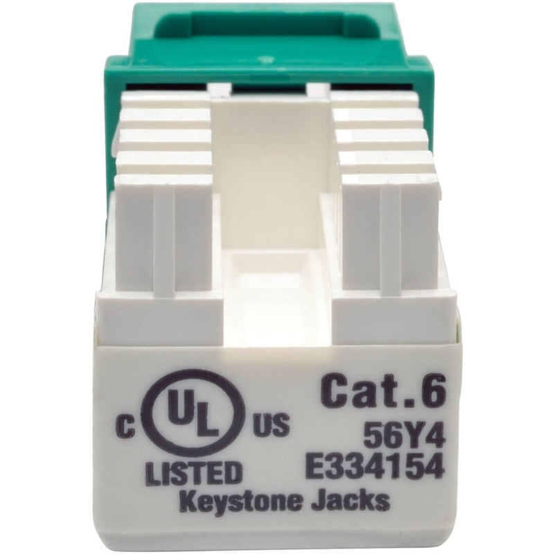 UL certification and Cat6 compliance markings on keystone jack housing