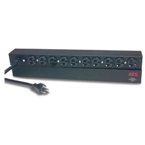 Side angle view of APC AP9563 Basic Rack PDU highlighting 1U form factor and outlet arrangement