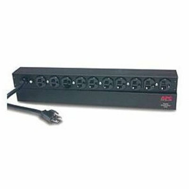 Front view of APC AP9563 Basic Rack PDU showing 10 NEMA 5-20R outlets and power cord