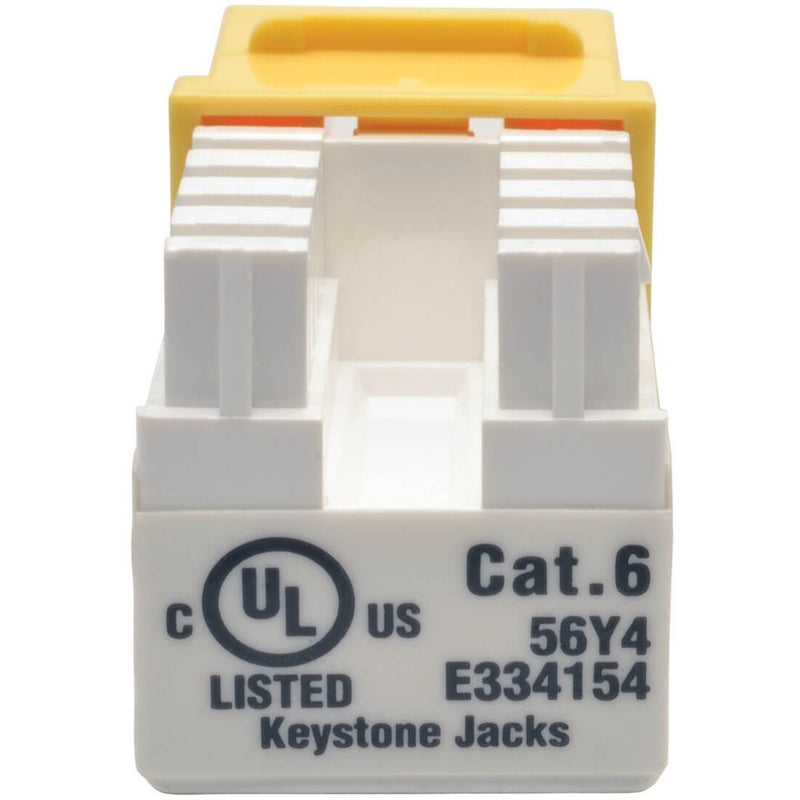 UL certification markings and Cat6 designation on keystone jack