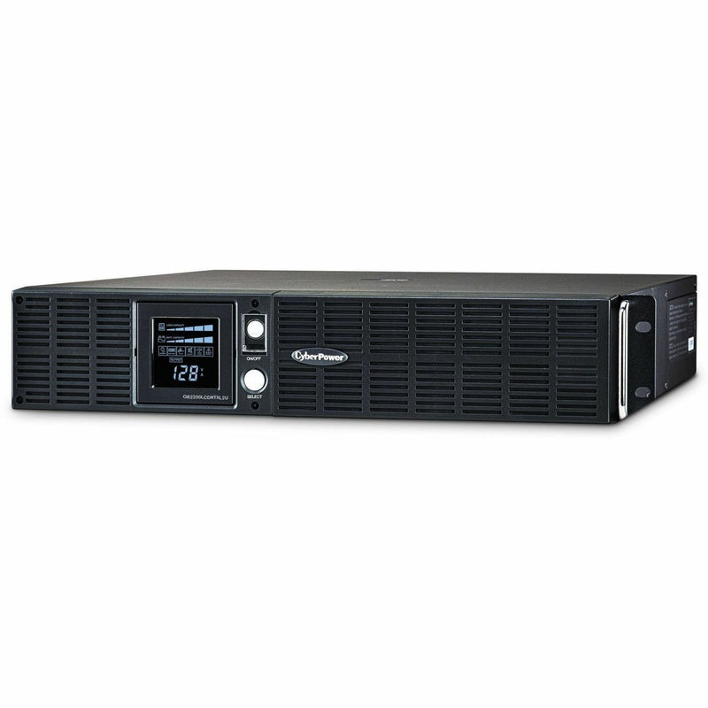 Angled view of CyberPower OR2200LCDRTXL2U UPS showing ventilation system and chassis design