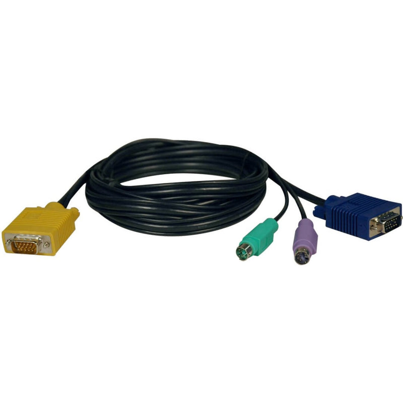 Tripp Lite P774-006 KVM cable with yellow and blue HD-15 connectors and green/purple PS/2 connectors, featuring black cable housing