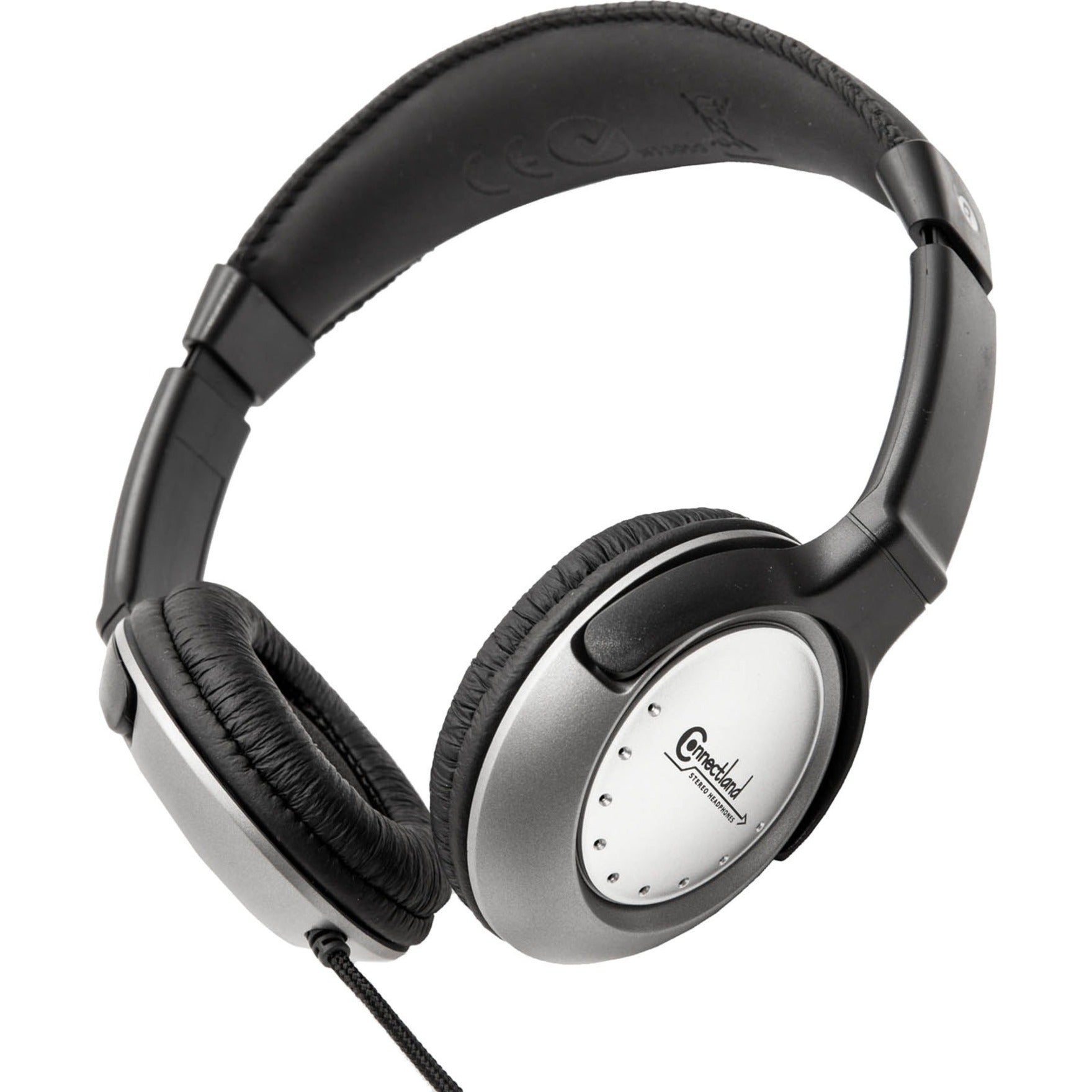 Side view of Connectland CL-CM-502 headphones showing silver ear cup design and padded headband-alternate-image1