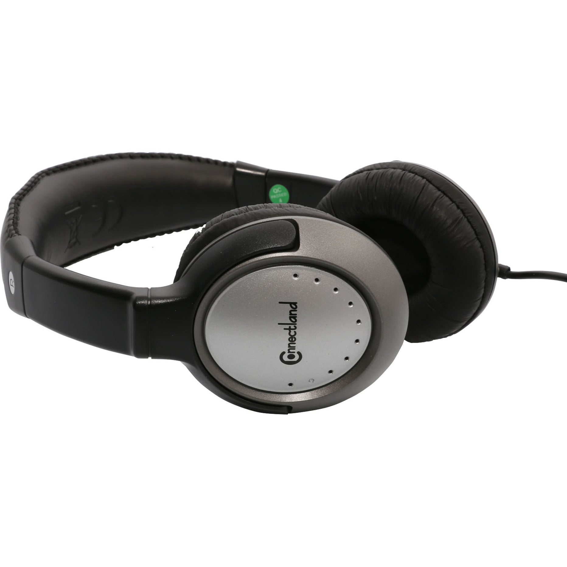 Close-up view of Connectland CL-CM-502 headphones showing volume controls and ear cup design-alternate-image4