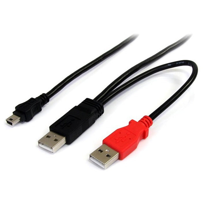 StarTech.com USB2HABMY3 3ft USB Y Cable for External Hard Drive, Data Transfer Cable, 480 Mbit/s, Molded, Strain Relief, Splitter Cable