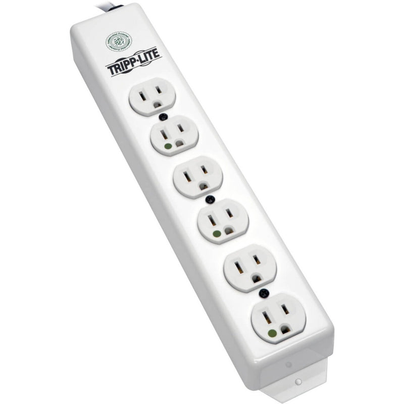 Tripp Lite PS-615-HG medical-grade power strip with six hospital-grade outlets in white housing