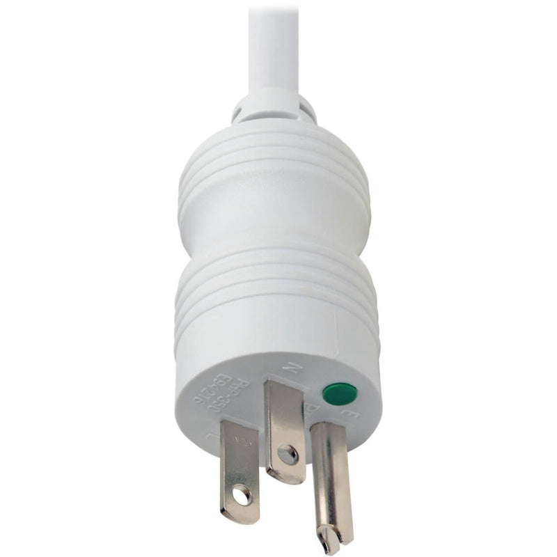 Close-up of Tripp Lite PS-615-HG hospital-grade power plug showing safety features